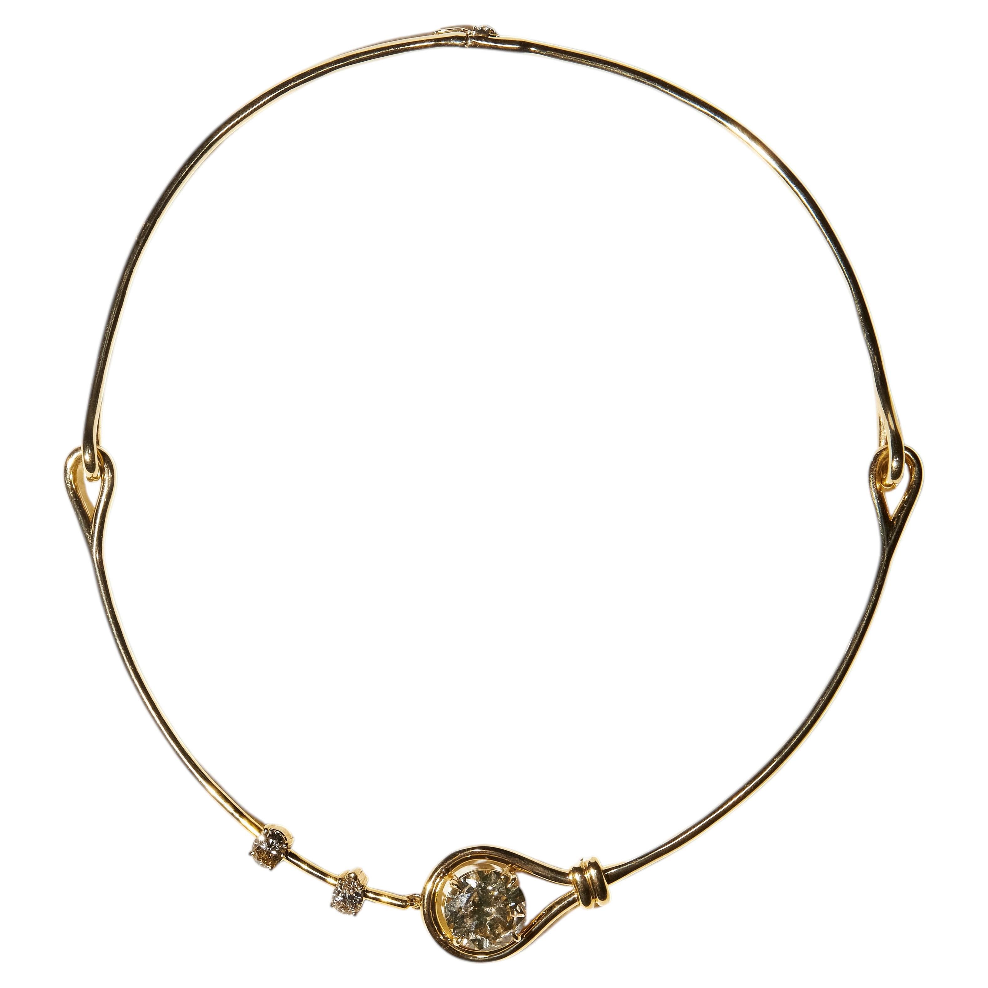 Diamond Choker Necklace in 18k Yellow Gold and Diamonds by Maria Jose Jewelry