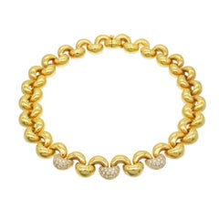 Diamond Choker Necklace In 18k Yellow Gold.