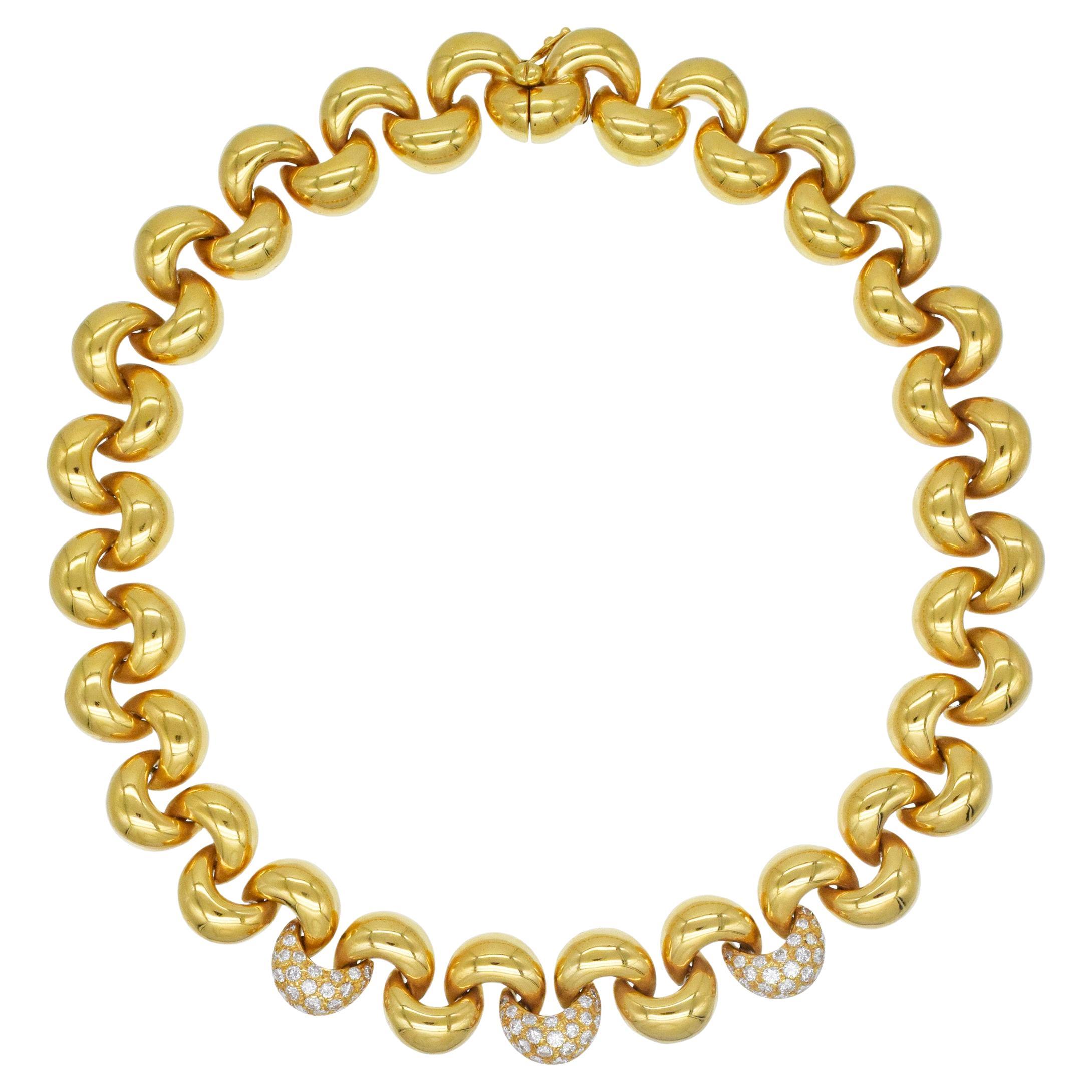 Diamond Choker Necklace In 18k Yellow Gold. in vendita