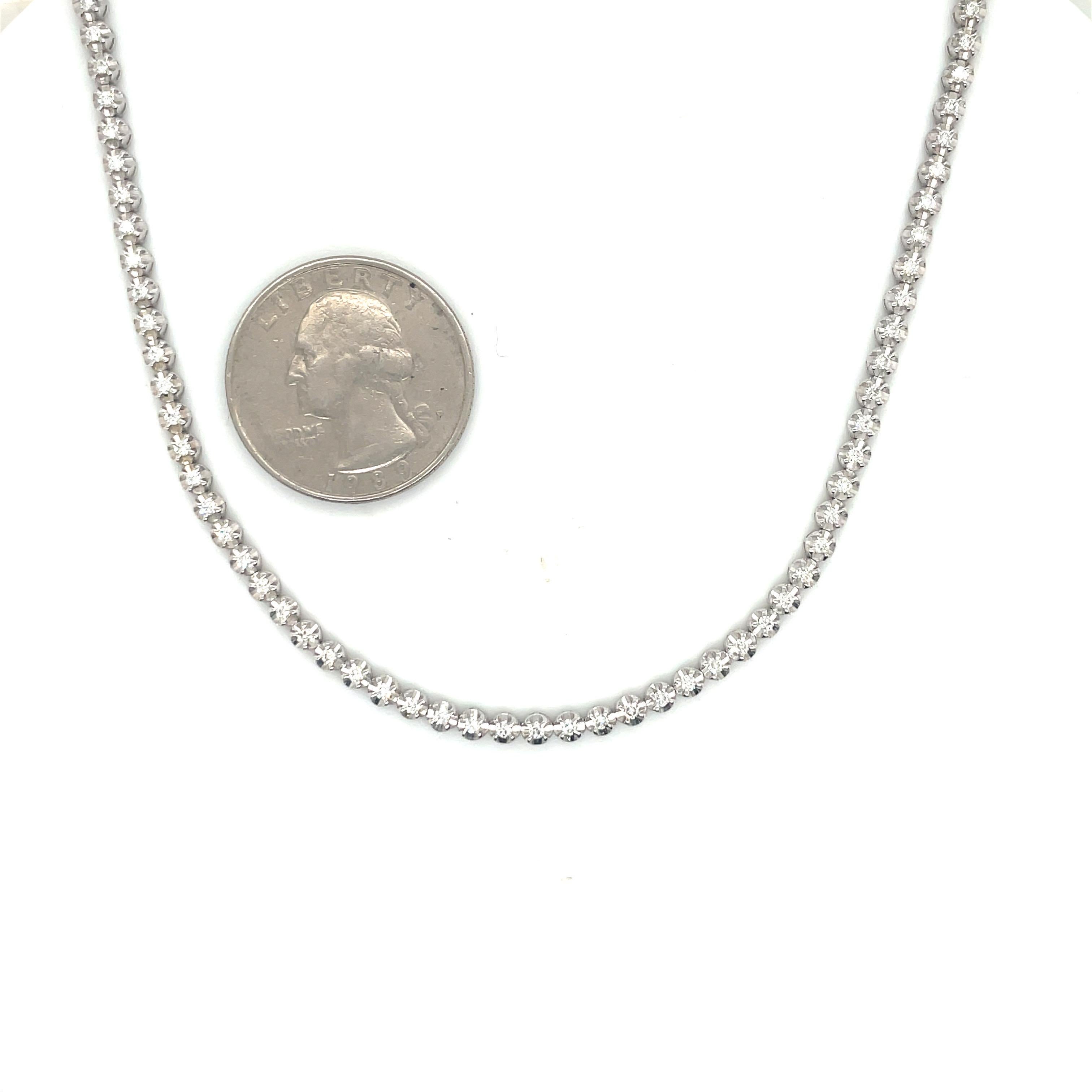 Contemporary Diamond Choker Tennis Necklace 1.04 Carats 14 Karat White Gold Adjustable