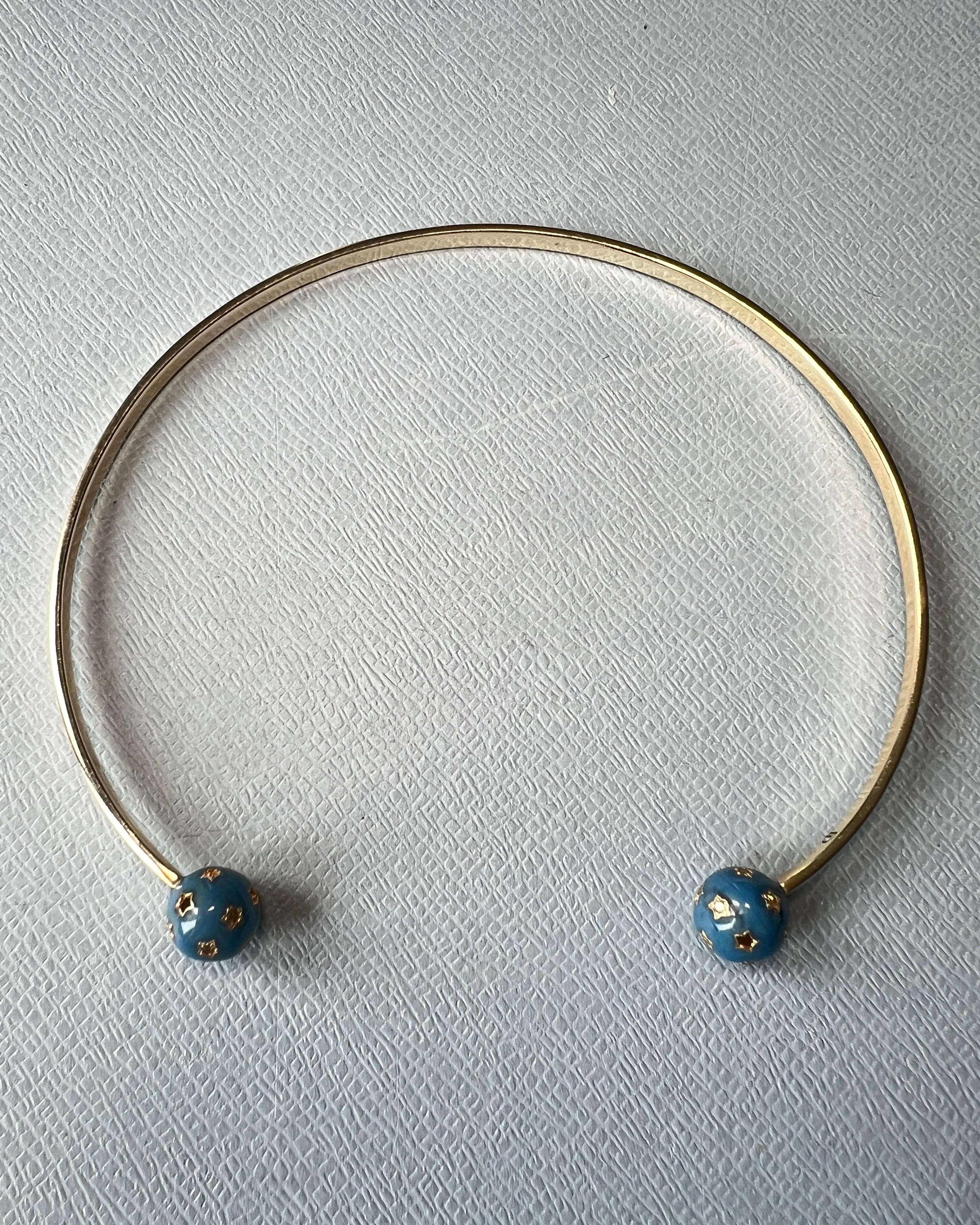 Diamond Encrusted Neck Bangle Choker Blue Enamel Star For Sale 4