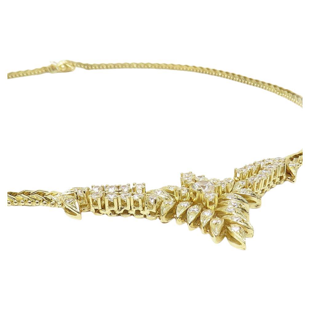 Contemporain Collier ras de cou en or jaune avec diamants en vente