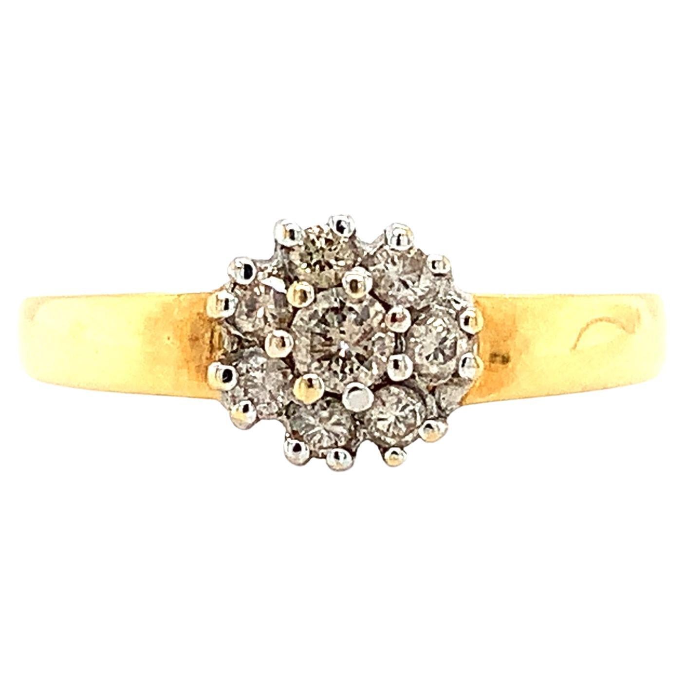 Diamond chunky cluster engagement ring 18k yellow gold