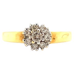 Diamond chunky cluster engagement ring 18k yellow gold