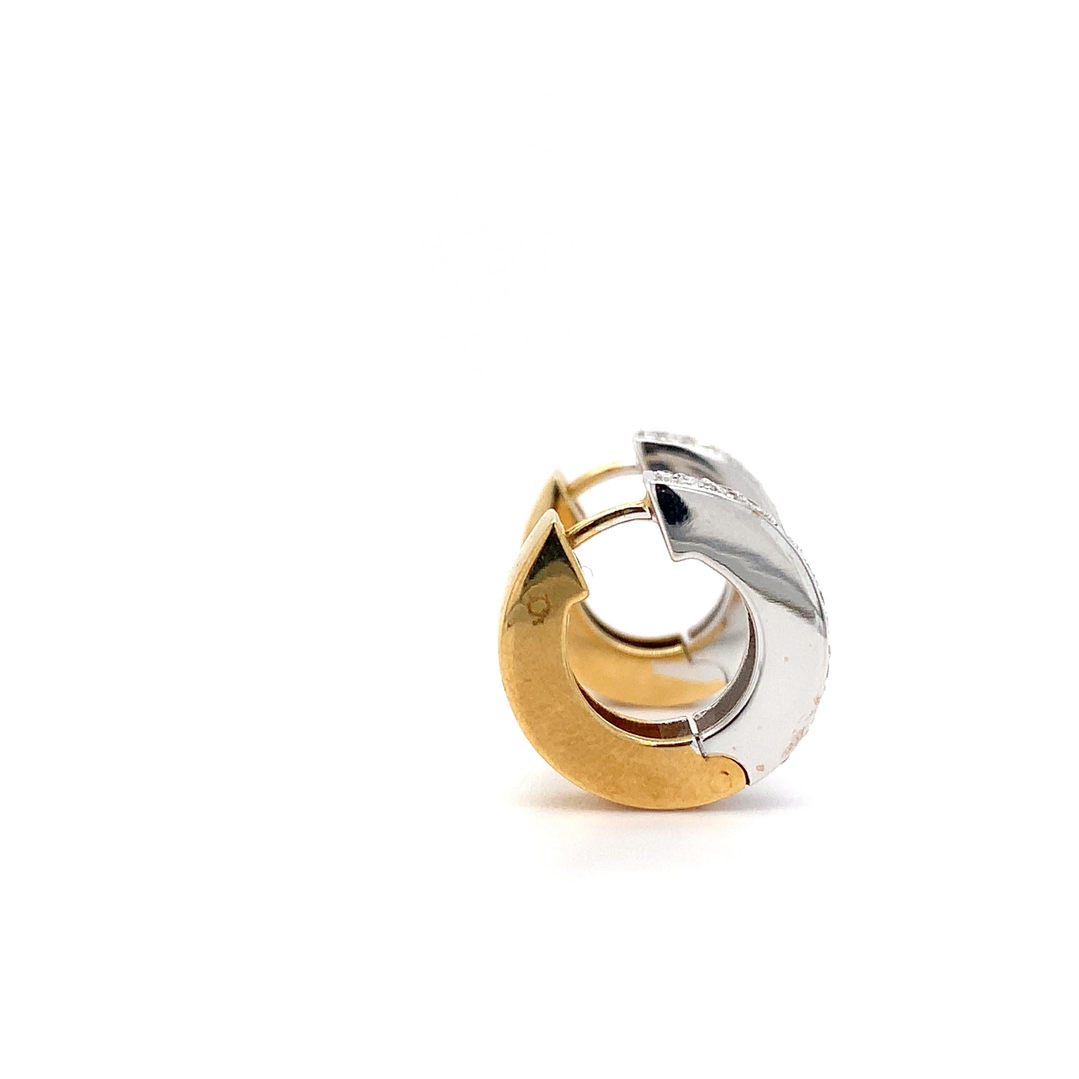 Pendientes aros gruesos de diamantes Oro blanco y amarillo de 18k en venta 4