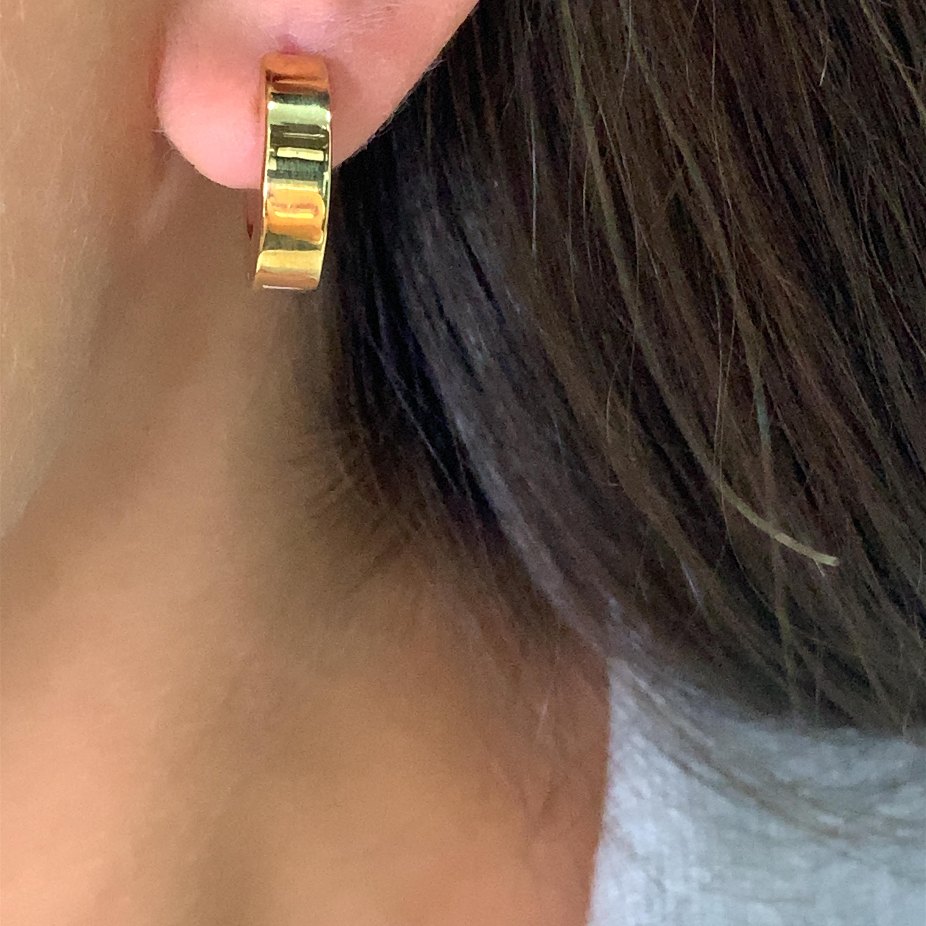 Pendientes aros gruesos de diamantes Oro blanco y amarillo de 18k Moderno en venta