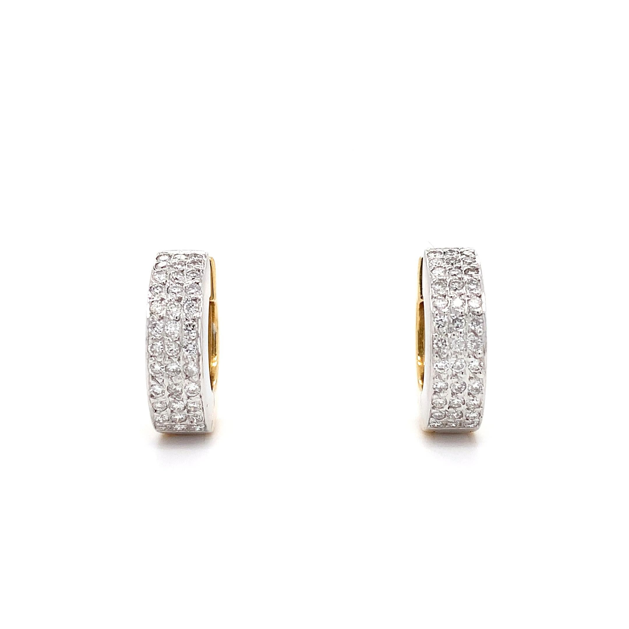 Pendientes aros gruesos de diamantes Oro blanco y amarillo de 18k en Nuevo estado para la venta en London, GB