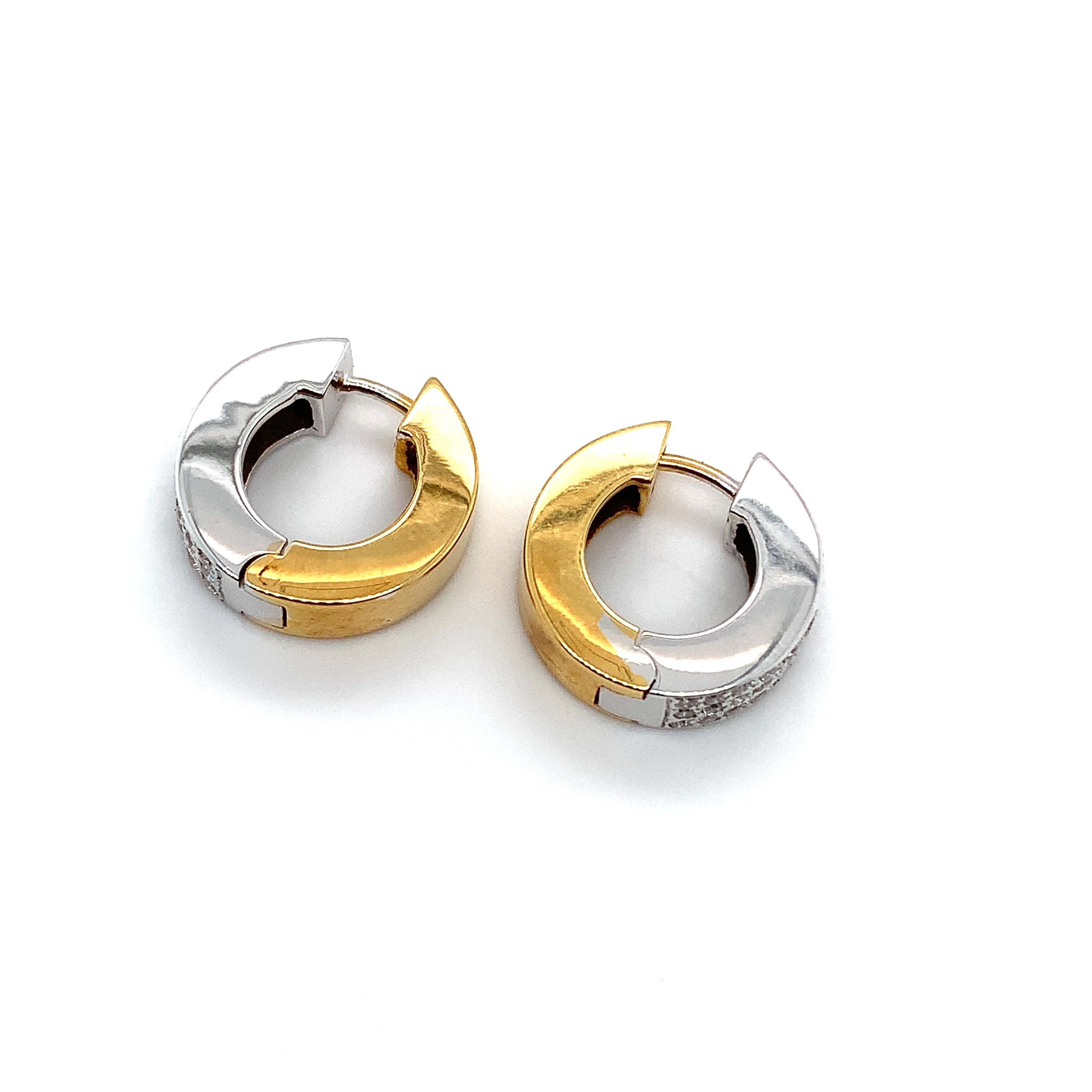 De las mujeres Pendientes aros gruesos de diamantes Oro blanco y amarillo de 18k en venta