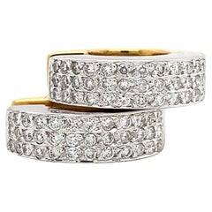 Pendientes aros gruesos de diamantes Oro blanco y amarillo de 18k