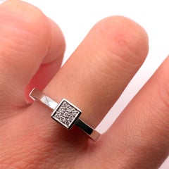 Diamond chunky illusion engagement ring in 14k white gold