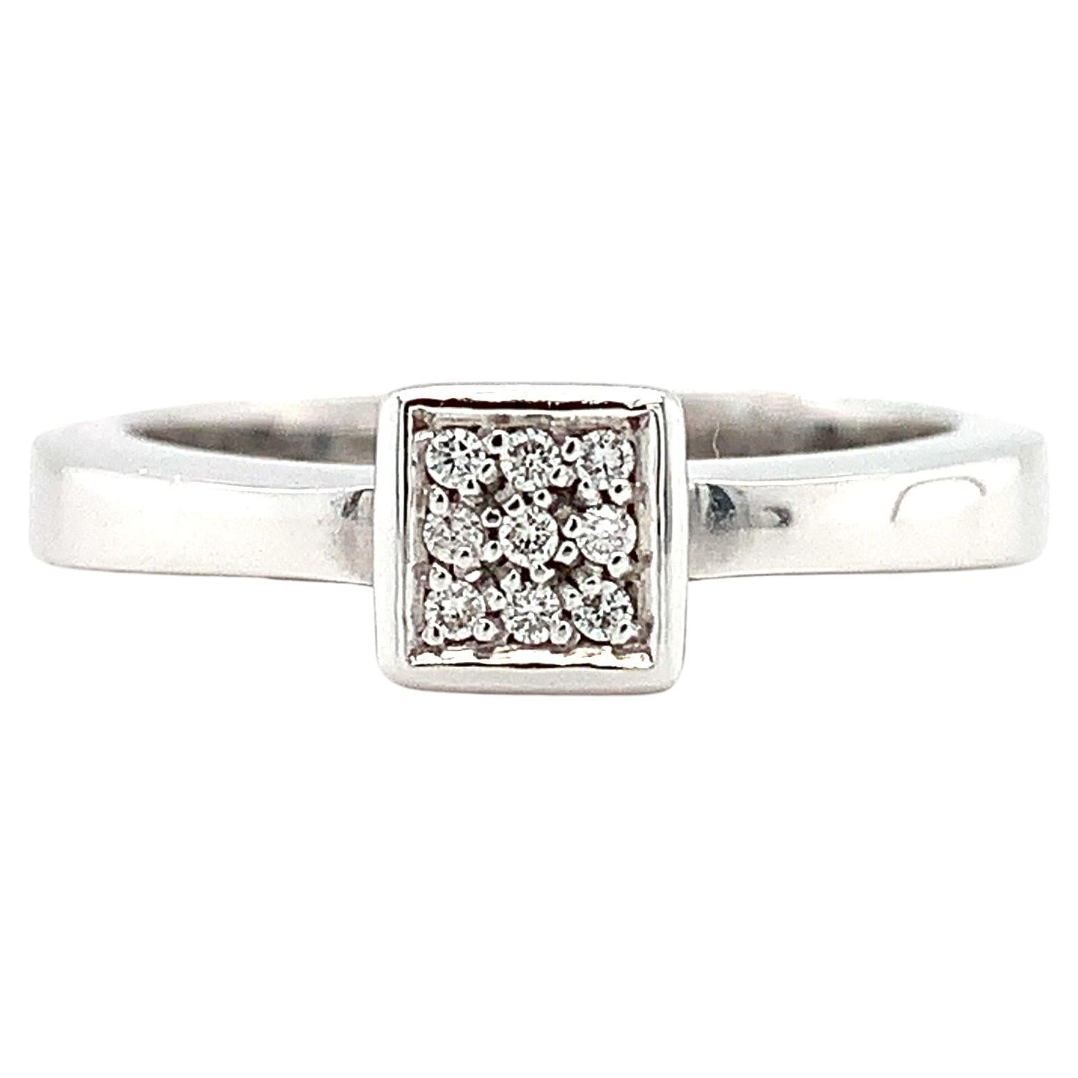Diamond chunky illusion engagement ring in 14k white gold