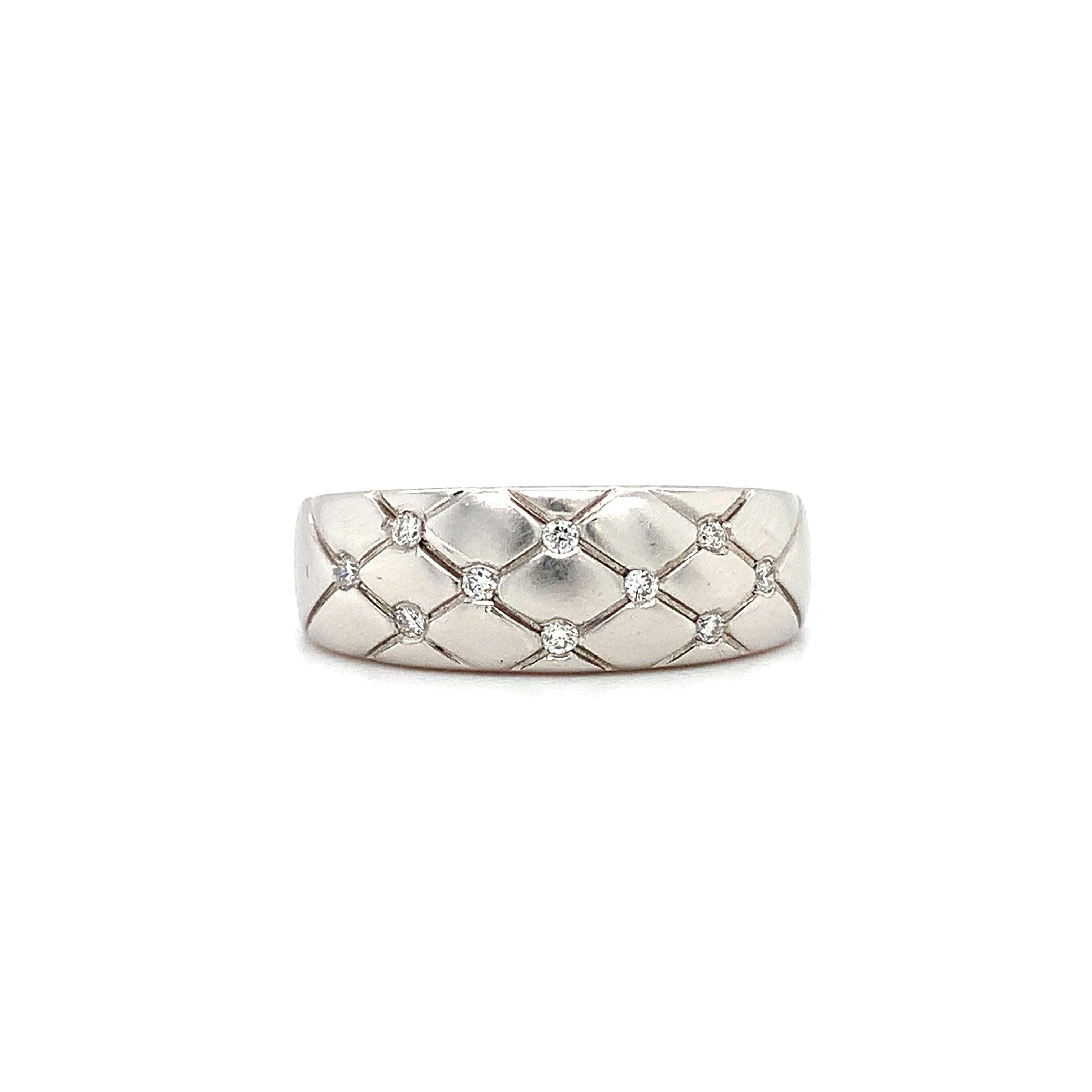 Art Deco Diamond chunky matte engagement ring 18k white gold For Sale
