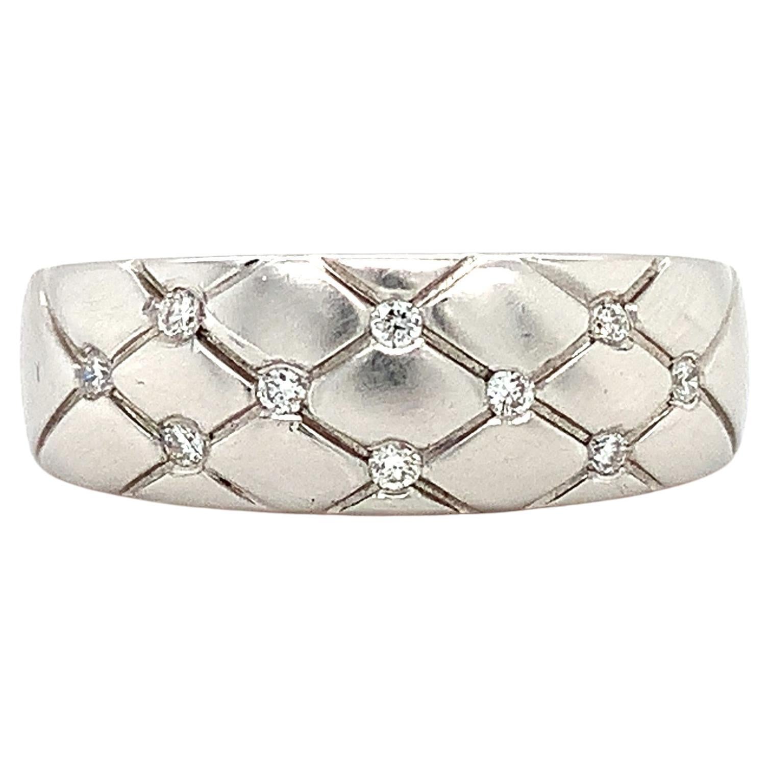 Diamond chunky matte engagement ring 18k white gold For Sale