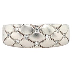 Diamond chunky matte engagement ring 18k white gold