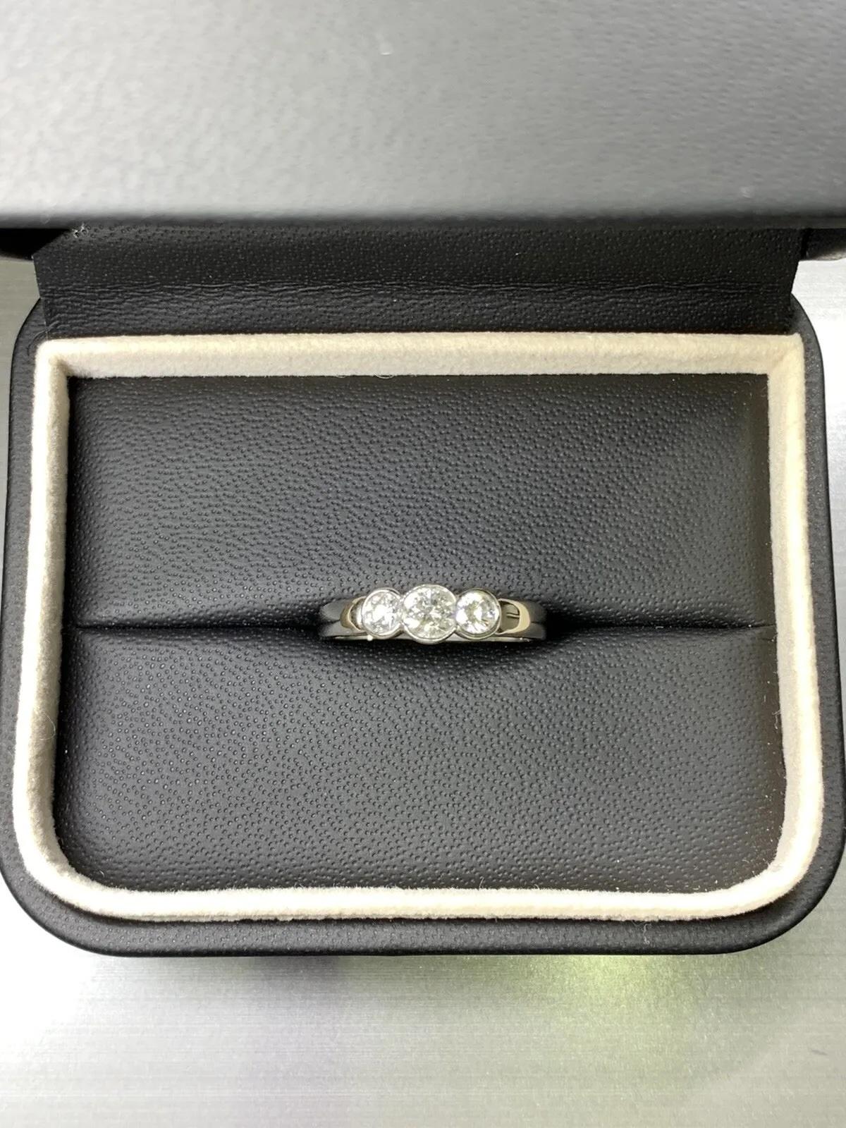 Art Deco Diamond Chunky trilogy engagement ring in platinum wedding
