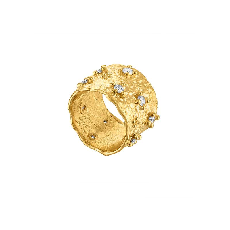 Artisan Diamond Cigar Band Ring in 22k Gold For Sale