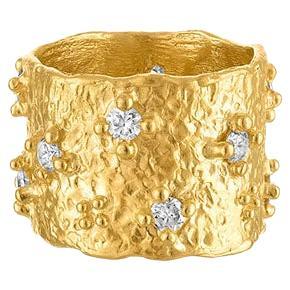 Diamond Cigar Band Ring in 22k Gold