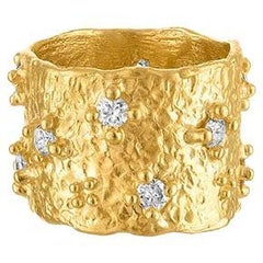 Diamond Cigar Band Ring in 22k Gold