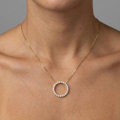 Collier pendentif en or 14K (ou 18k sur demande) avec cercle de diamants