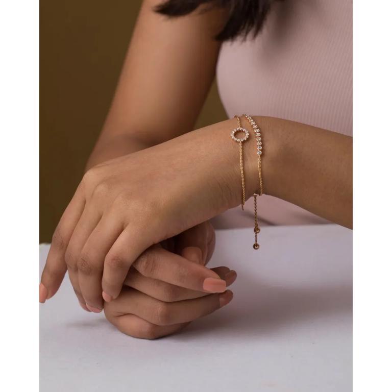 Bracciale a catena con diamanti in oro massiccio 14k In condizioni Nuovo in vendita a Chicago, IL