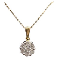Collier à grappes de diamants en or jaune 14kt - 0.52ctw, 18", New
