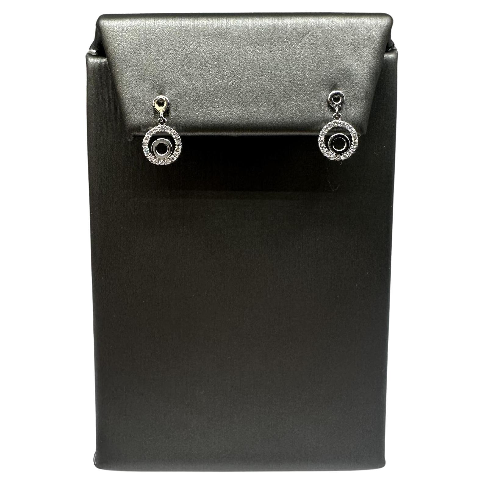 Diamond Circle Drop Dangle Earrings in 14kt White Gold – 0.14ctw, Pre-Loved