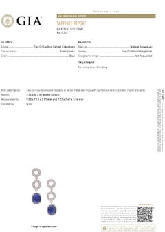 14K White Gold GIA-Certified Burma Sapphire Diamond Drop Earrings