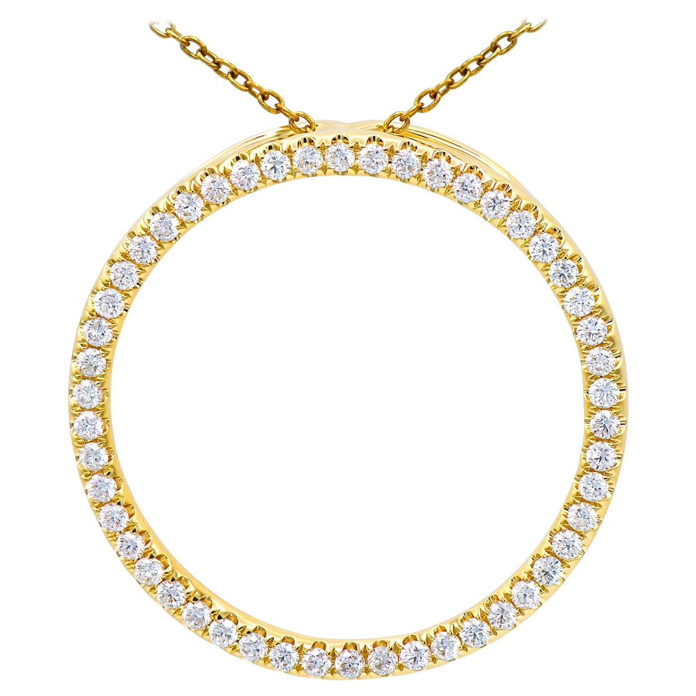 Kreis-Halskette mit Diamanten im Angebot