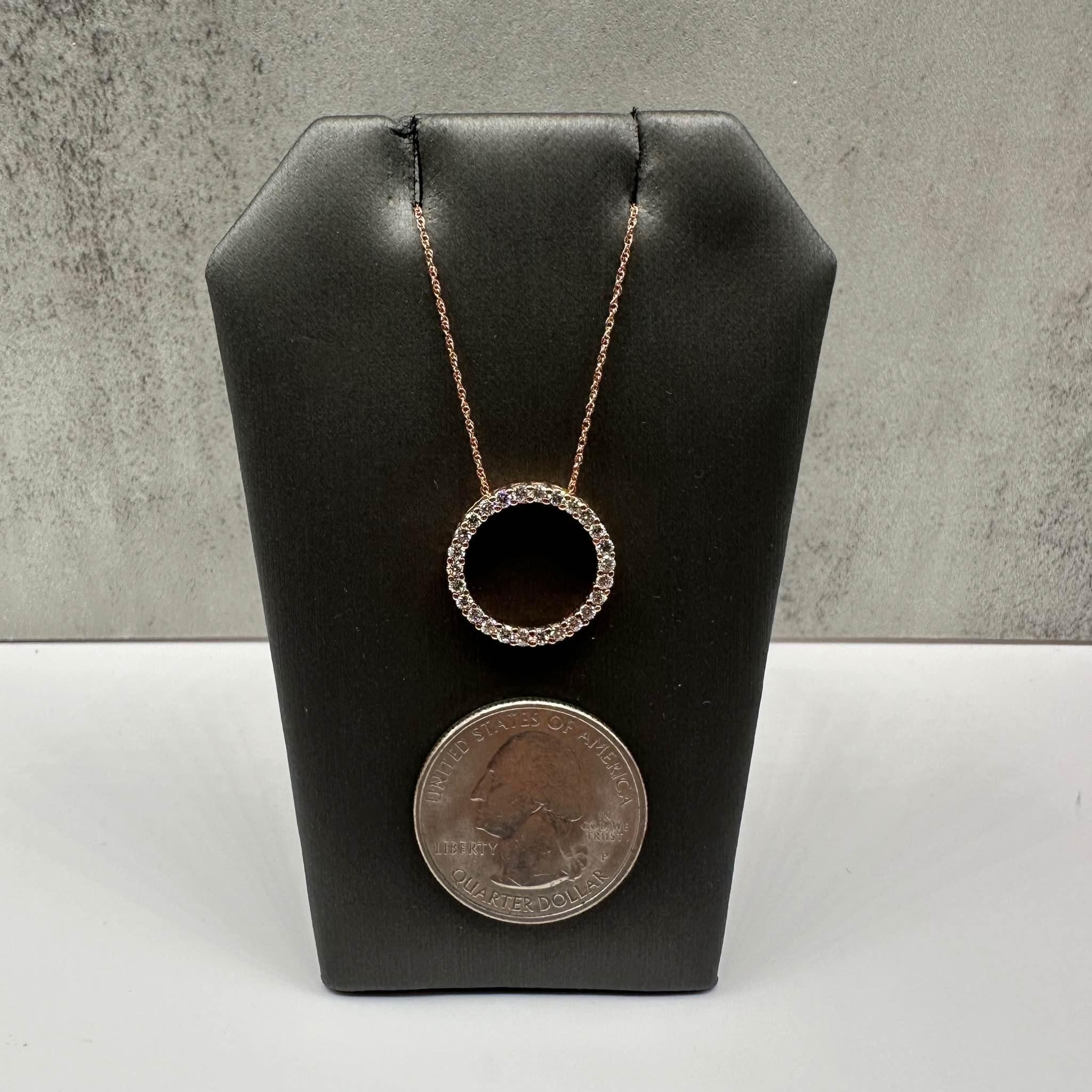 Collier circulaire réglable 18 pouces en or rose 10 carats - 0,50 carat poids total GH SI, Neuf - En vente à West Hempstead, NY