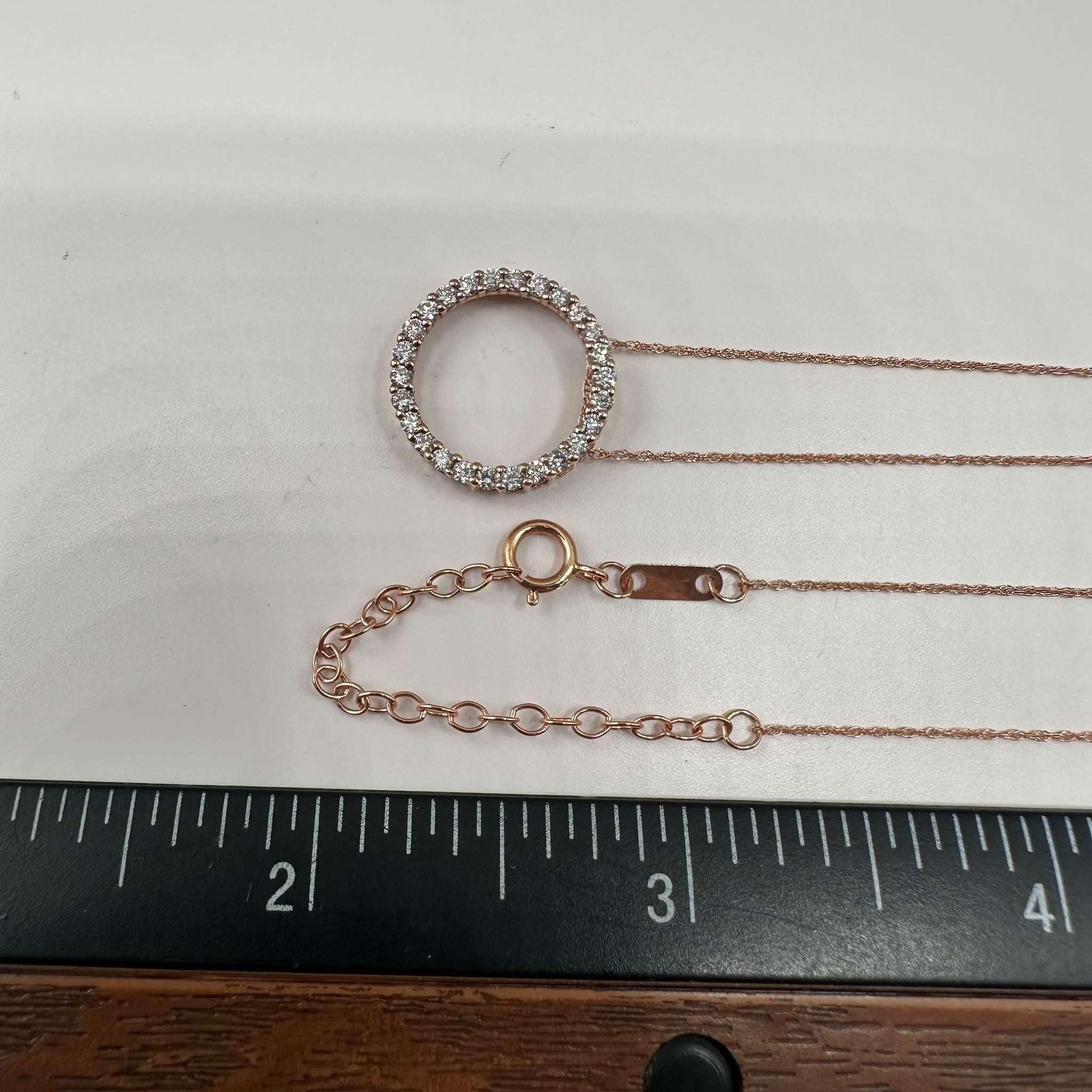 Collier circulaire réglable 18 pouces en or rose 10 carats - 0,50 carat poids total GH SI, Pour femmes en vente