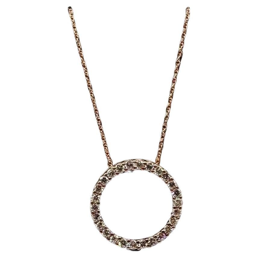 Diamond Circle Necklace in 10kt Rose Gold - 0.50ctw GH SI, Adjustable 18"