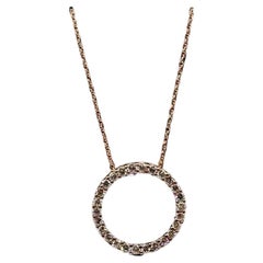 Diamond Circle Necklace in 10kt Rose Gold - 0.50ctw GH SI, Adjustable 18"