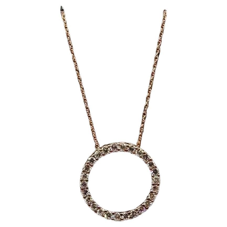 Diamant-Halskette mit Kreis aus 10 Karat Roségold - 0,50 Karat GH SI, verstellbar 18"