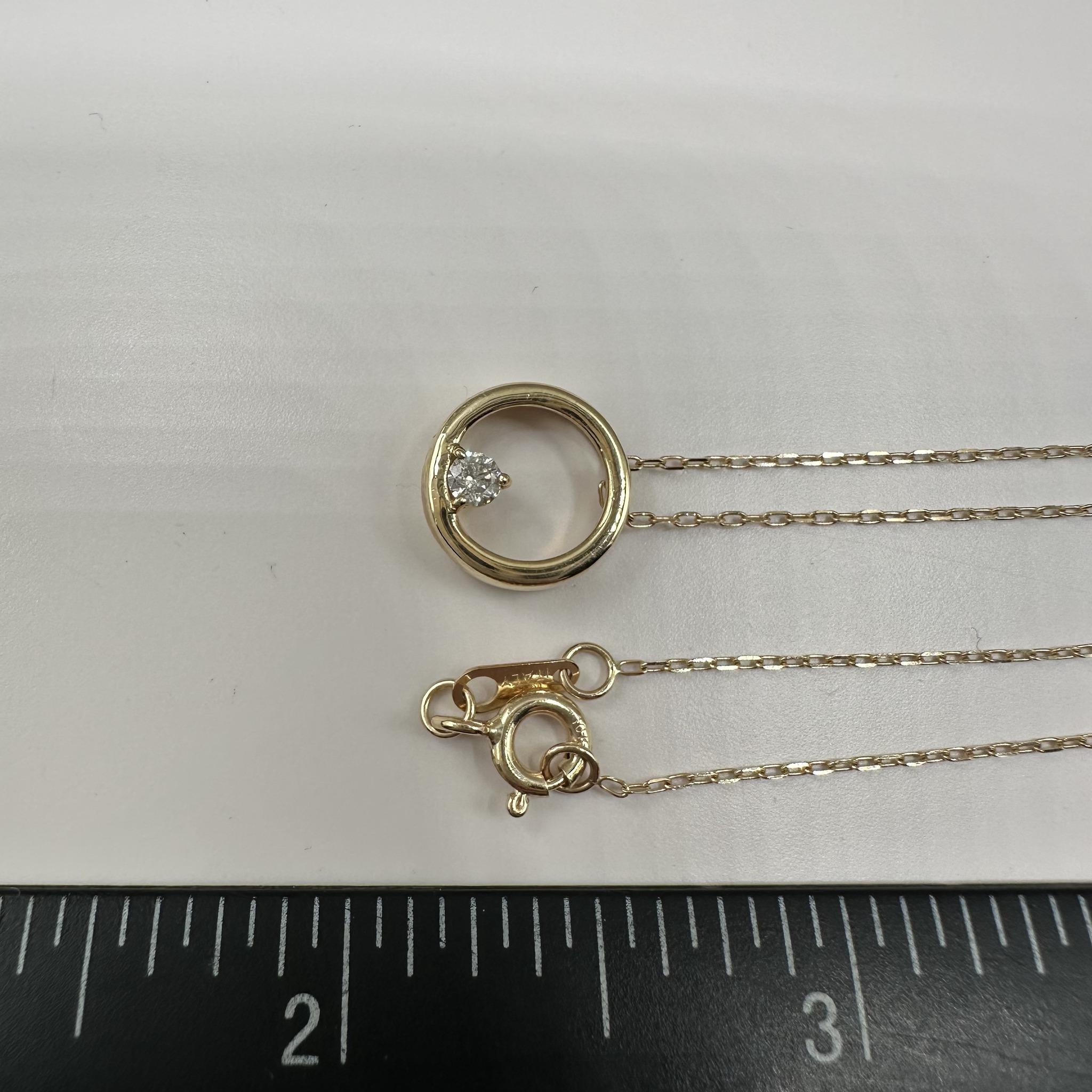 Women's Diamond Circle Necklace in 10kt Yellow Gold – 0.10ctw, 16–18in, New For Sale