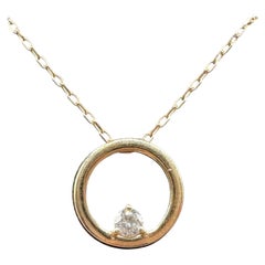 Diamond Circle Necklace in 10kt Yellow Gold – 0.10ctw, 16–18in, New