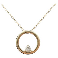 Diamond Circle Necklace in 10kt Yellow Gold – 0.10ctw, 16–18in, New