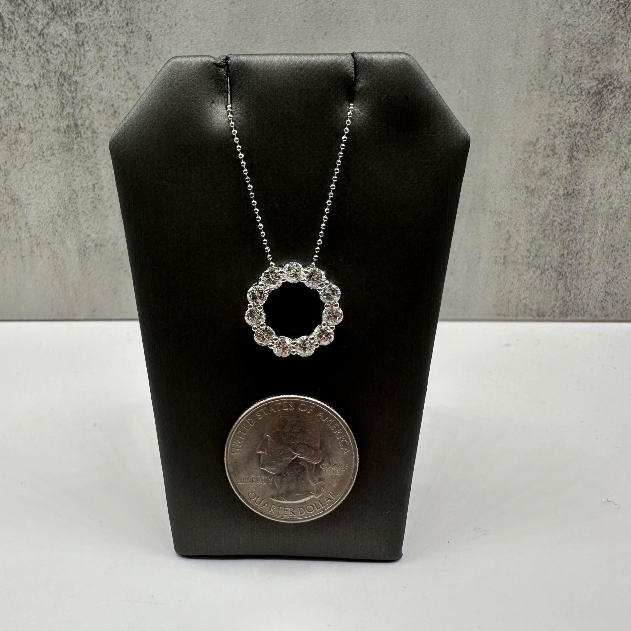 Collana con cerchio di diamanti in oro bianco 14kt - 2ctw GH I1 Diamonds, 16