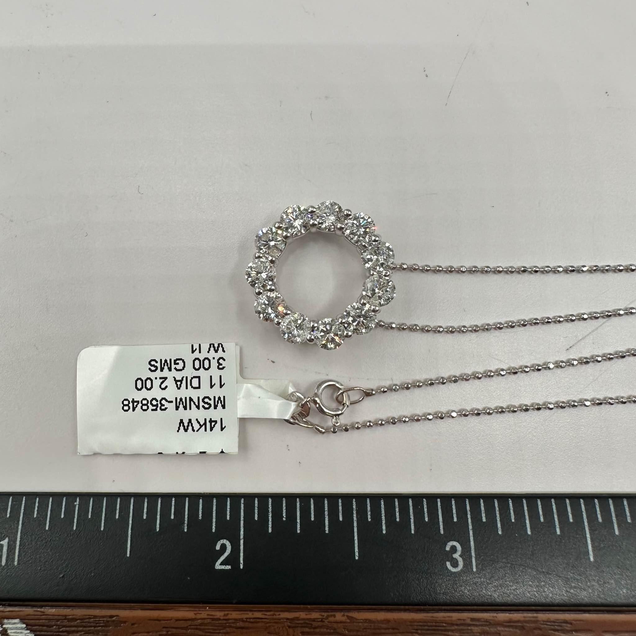 Donna Collana con cerchio di diamanti in oro bianco 14kt - 2ctw GH I1 Diamonds, 16