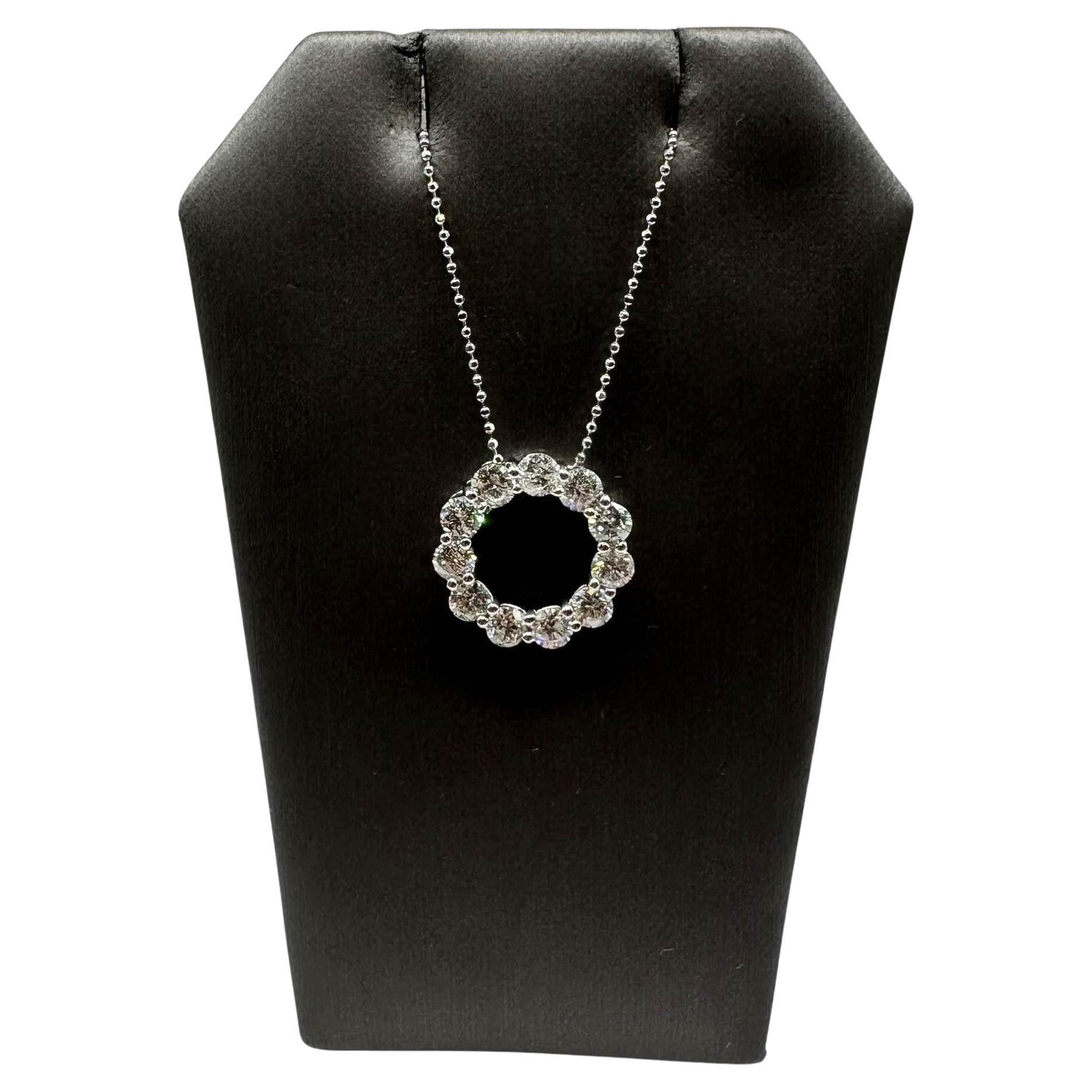 Diamond Circle Necklace in 14kt White Gold - 2ctw GH I1 Diamonds, 16", Italy