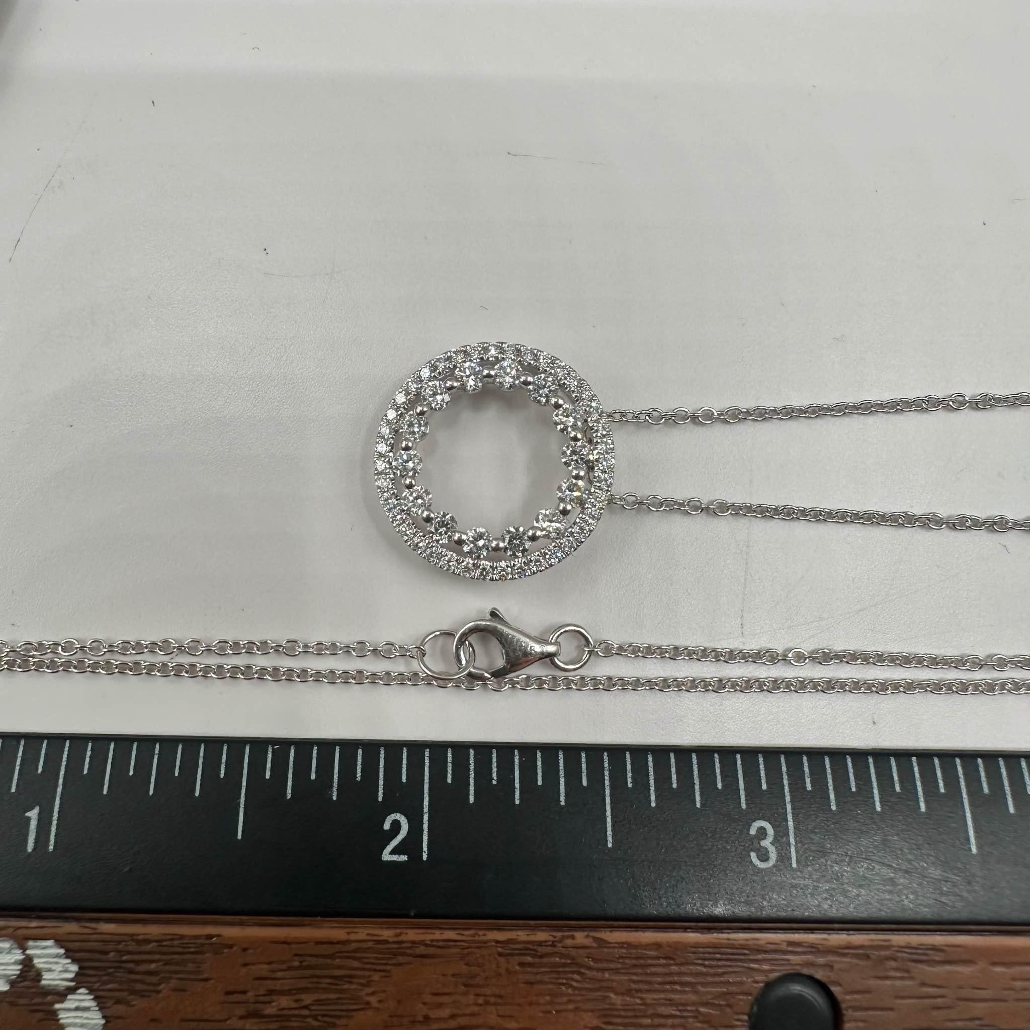 Women's Diamond Circle Necklace in 18kt White Gold - 0.83ctw GH SI Diamonds, Adjustable For Sale