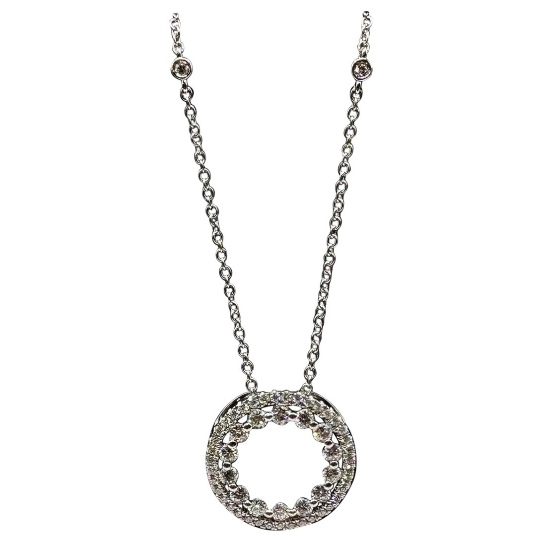 Collana con cerchio di diamanti in oro bianco 18kt - Diamanti GH SI da 0,83ctw, regolabile