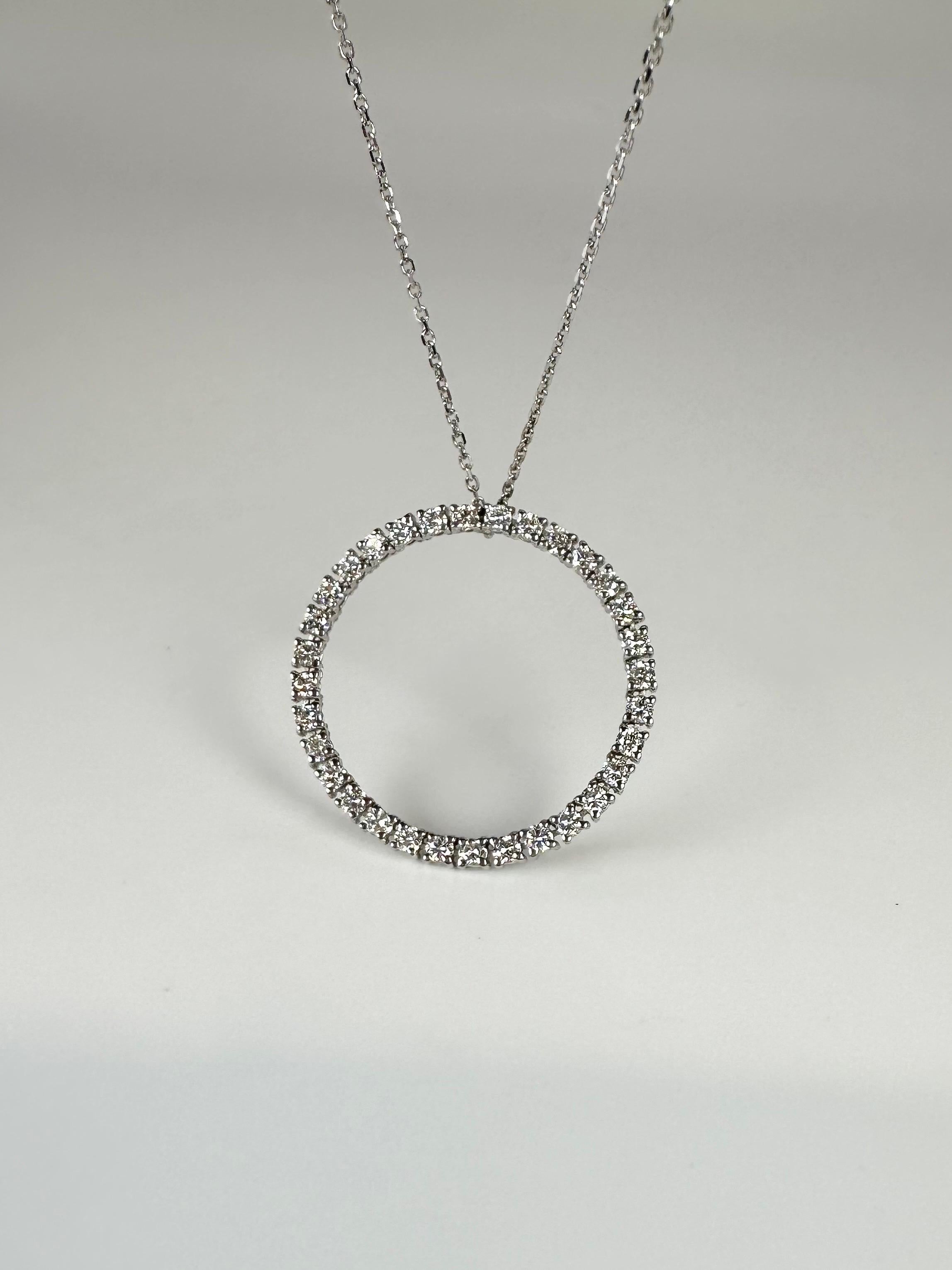 Diamond Circle Necklace Large 14 Karat For Sale 1