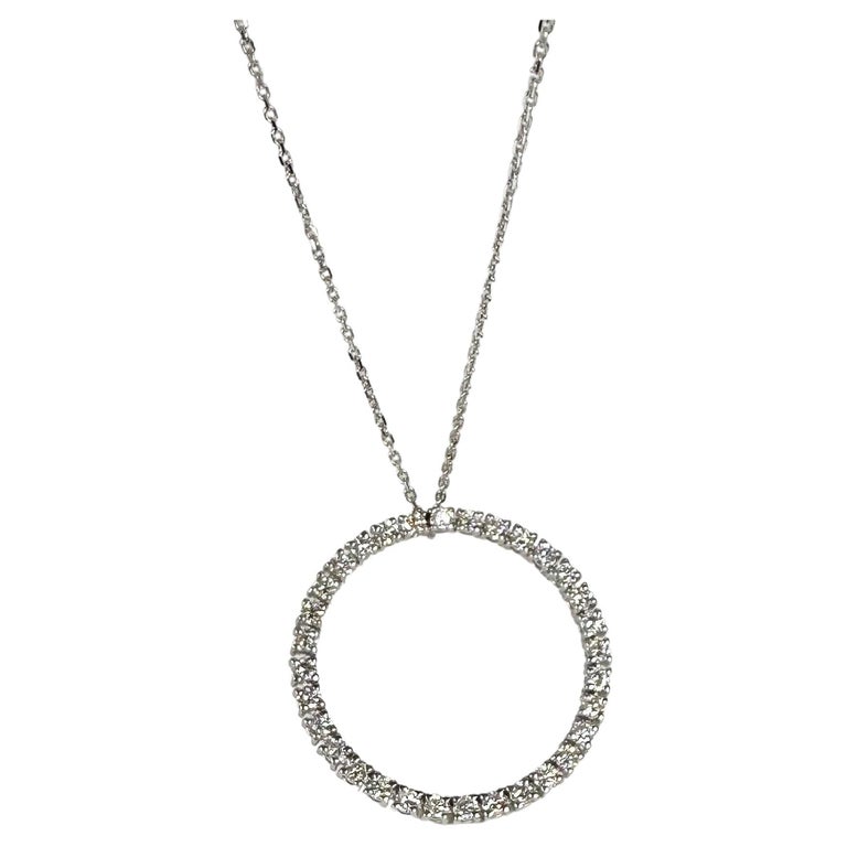 Diamond Circle Necklace Large 14 Karat For Sale at 1stDibs
