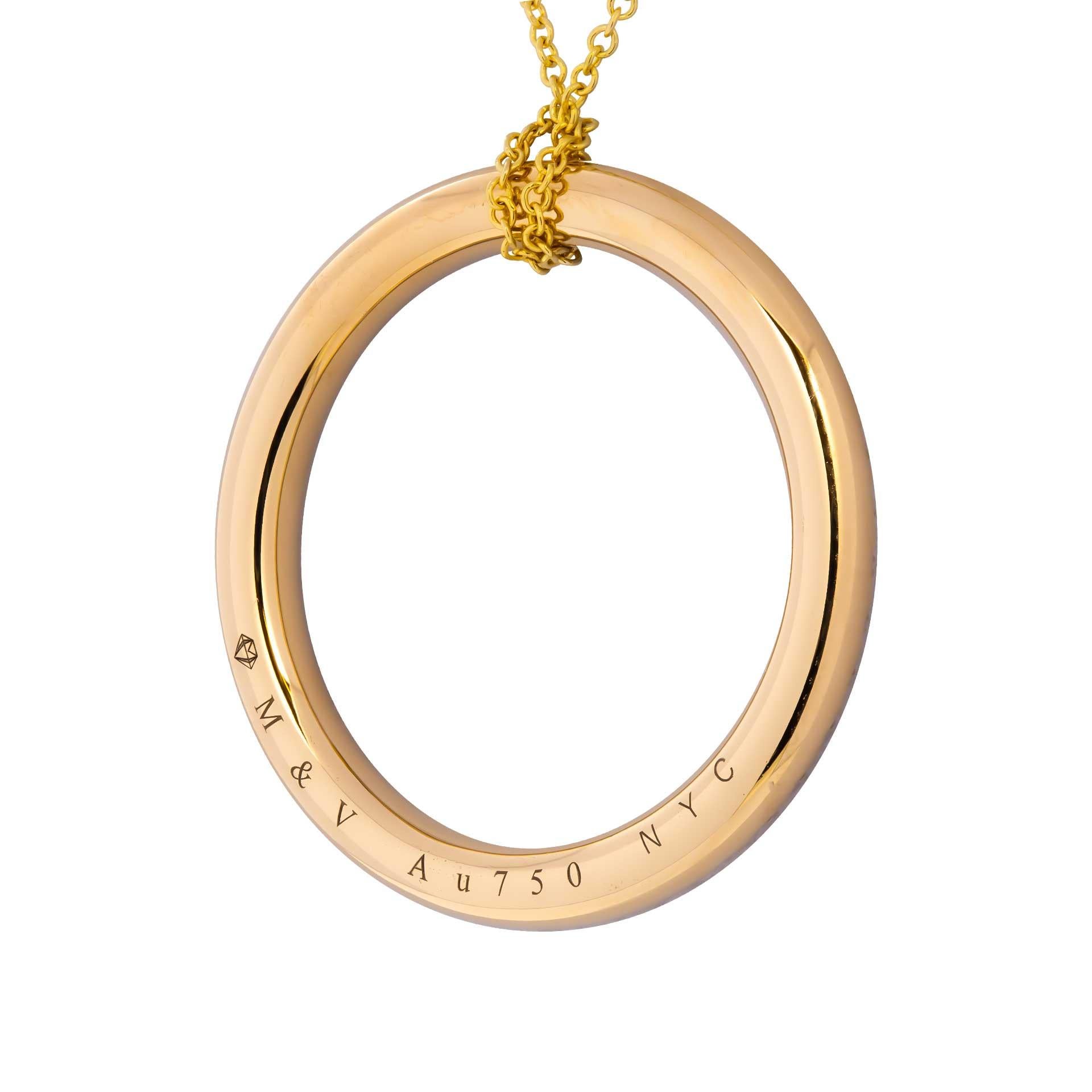 Diamant Kreis des Lebens Halskette 18 Karat Gelbgold (Moderne) im Angebot
