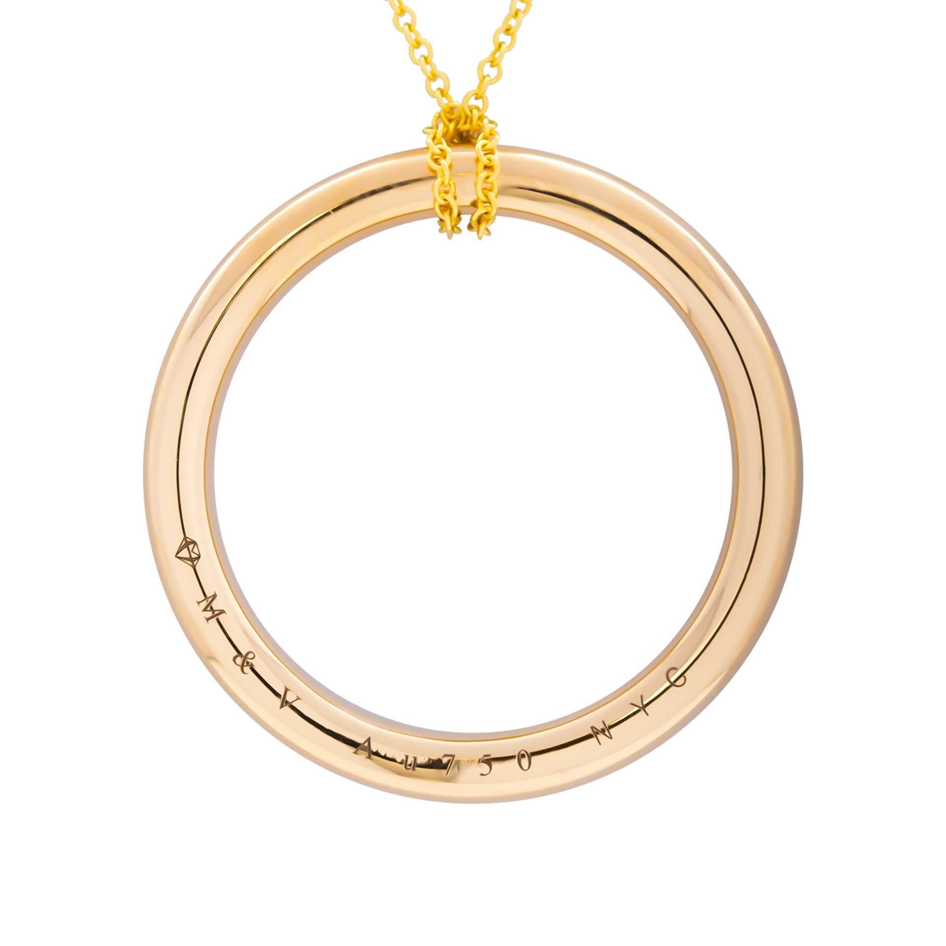 Modern Diamond Circle of Life Necklace 18K Yellow Gold For Sale