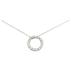 Diamond Circle Pendant 18 Karat White Gold 1.65 Carat with Cable Link Chain