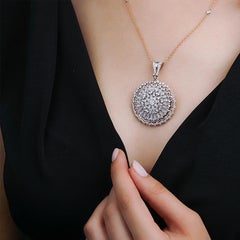 Diamond Circle Pendant, 3.56 Ct. E Color VS Clarity 18Karat Gold Necklace