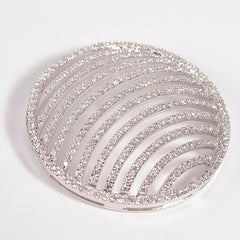 Unisex 18K White Gold Diamond Circle Pendant, 0.65ct, Modern Design