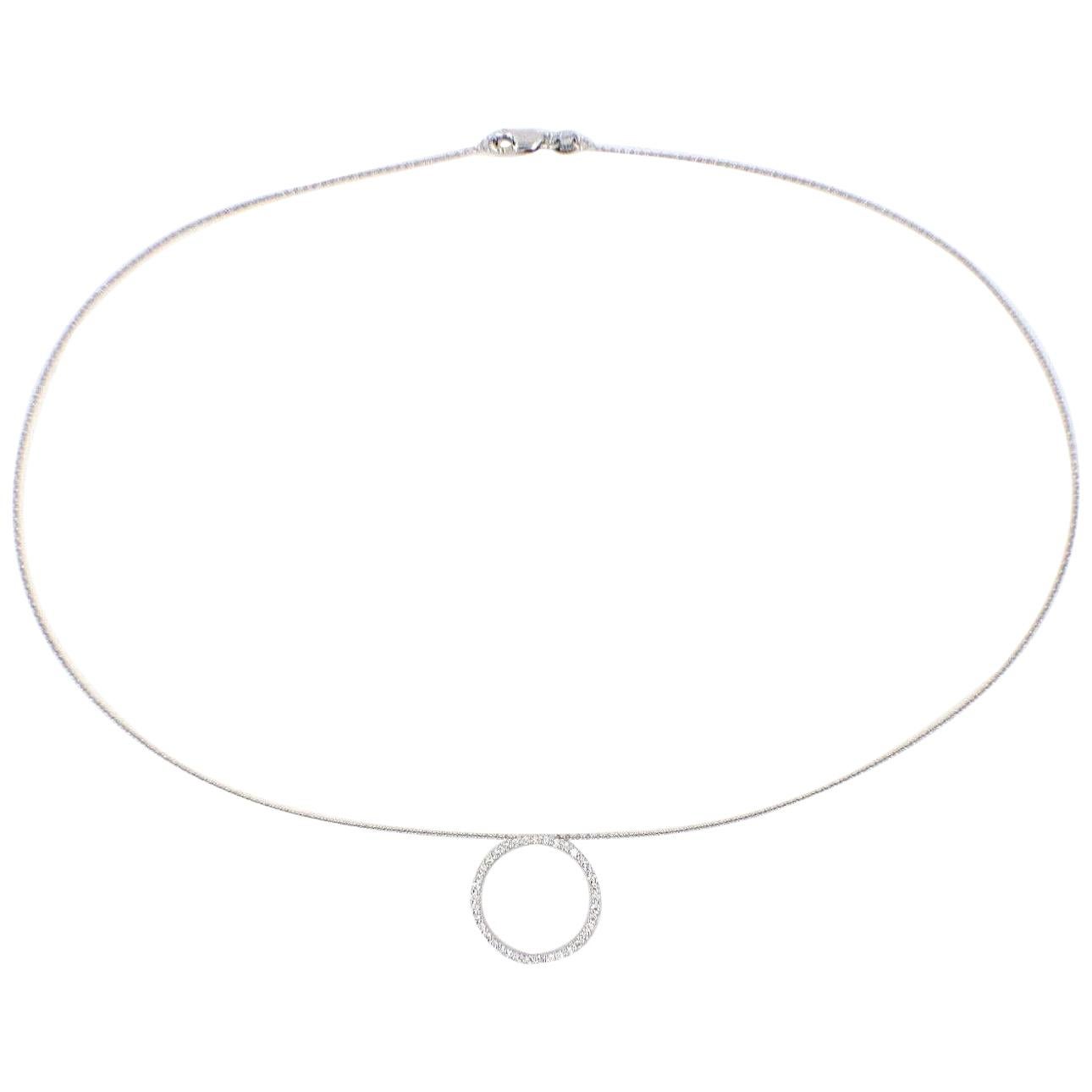 Diamond Circle Pendant in 18 Karat White Gold