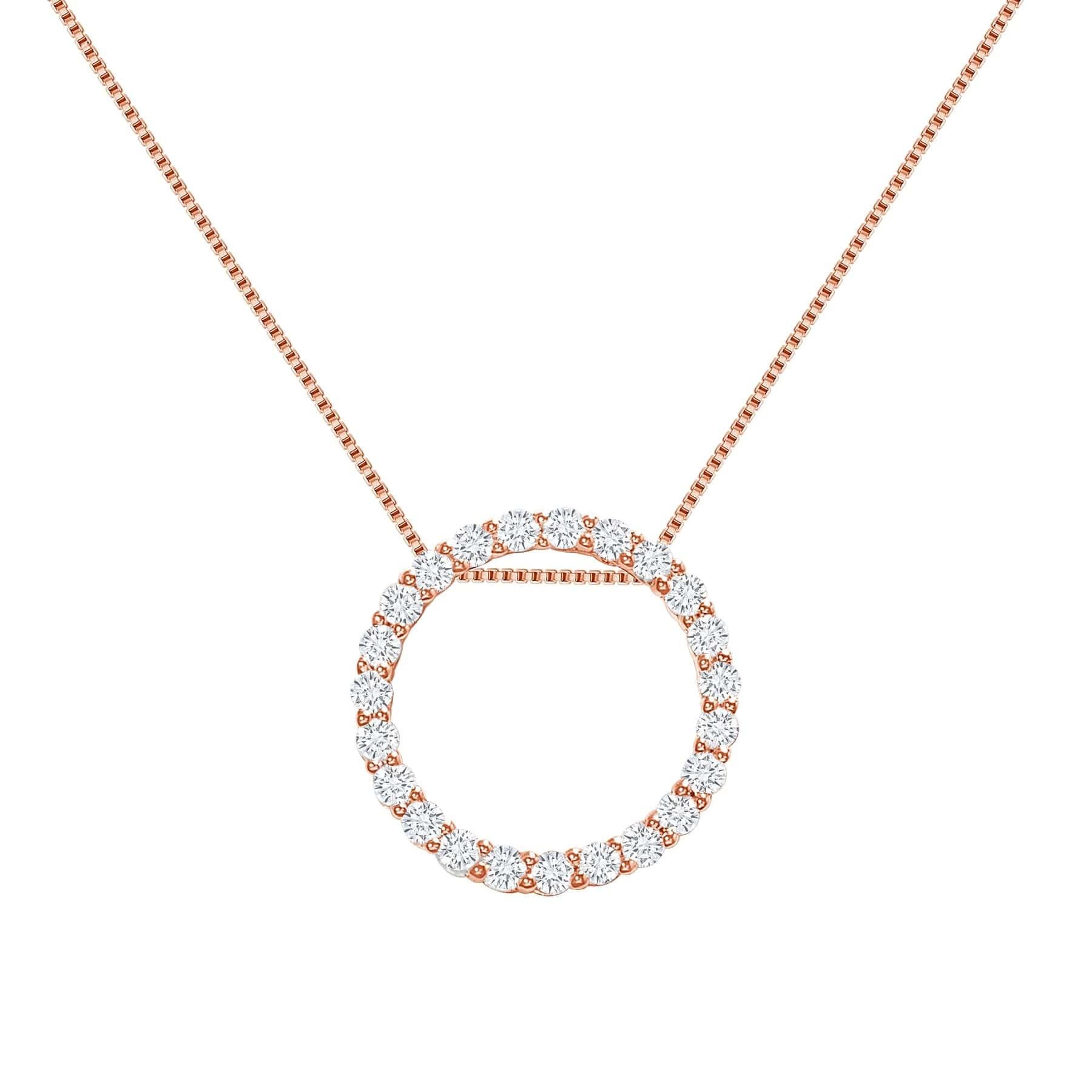 Modern Diamond Circle Pendant Necklace For Sale